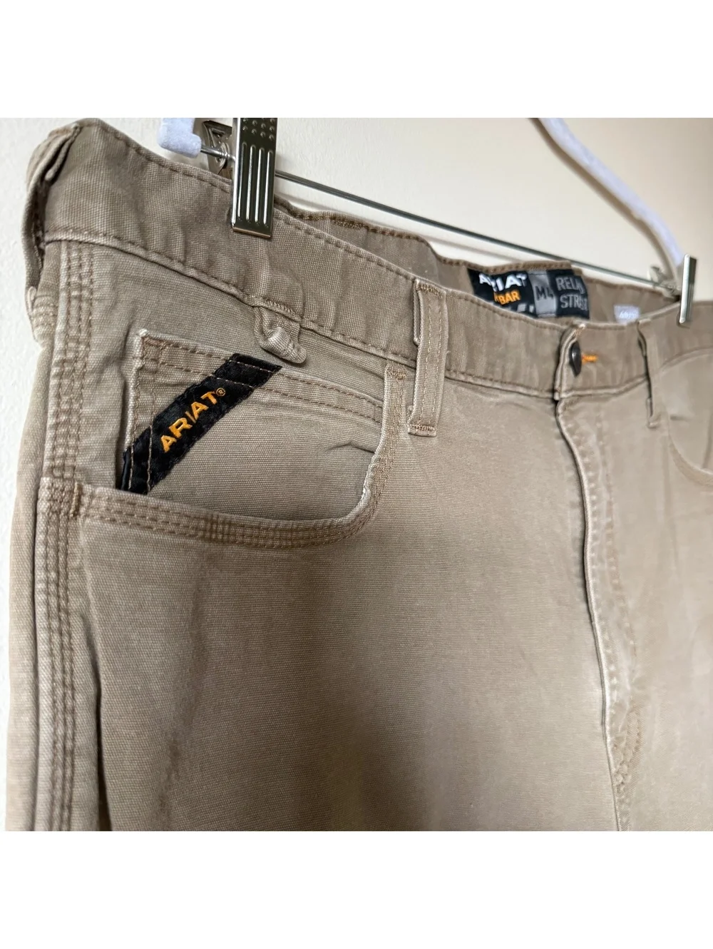 Ariat Rebar M4 Relaxed Straight Canvas Work Pants Field Khaki 40x34